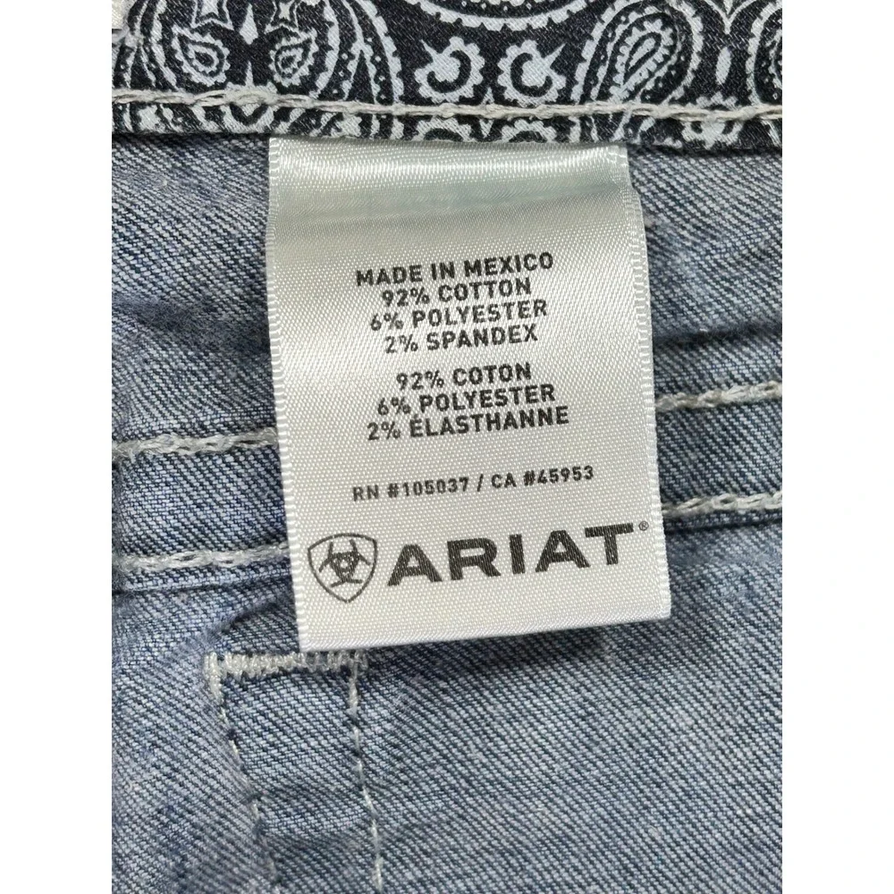 Ariat Men's 32L Denim Jeans Ocean Real Straight Heavy Stitch‎ Western Wear